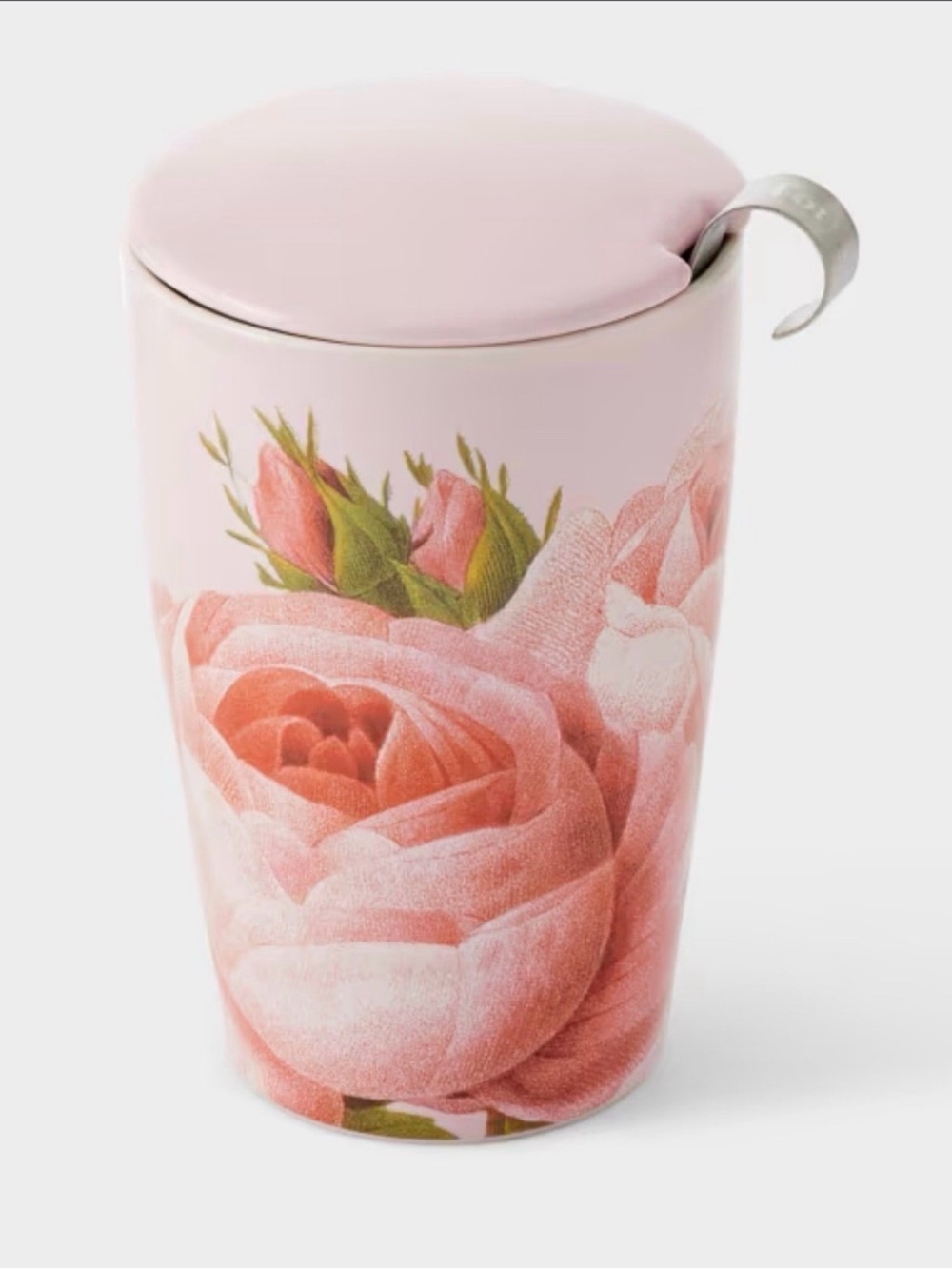 Pink Rose Ceramic Travel Mug with Lid